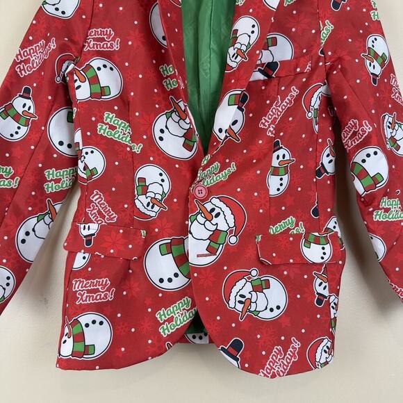 Suitmeister Boys’ M Christmas Blazer – Fun Holiday Party Jacket, Snowman Print - Picture 4 of 13